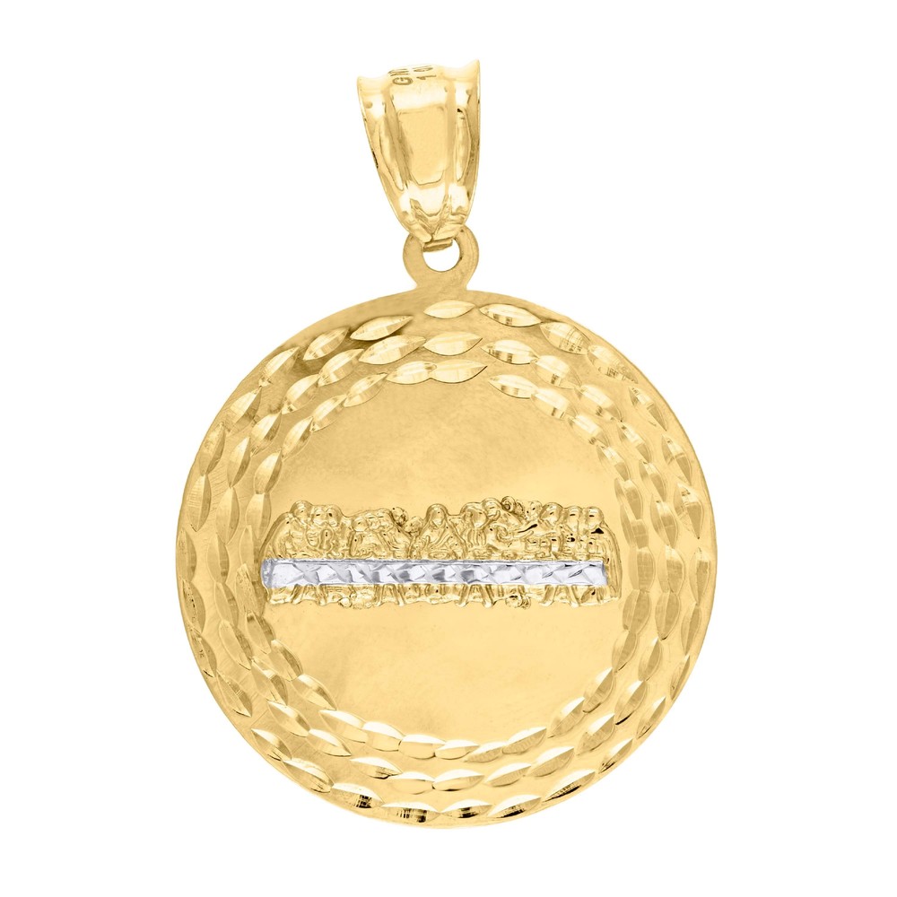 10kt 10k Gold Two-Tone Diamond-Cut Mens Last Supper Religious Charm Pendant